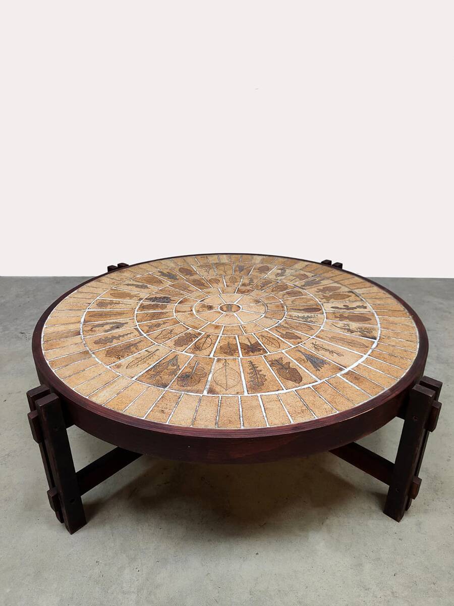 French Riviera vintage ceramic coffee table Roger Capron 1970s