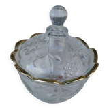 Cut glass candy box with golden edge