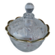 Bonbonnière en verre taillé bord doré