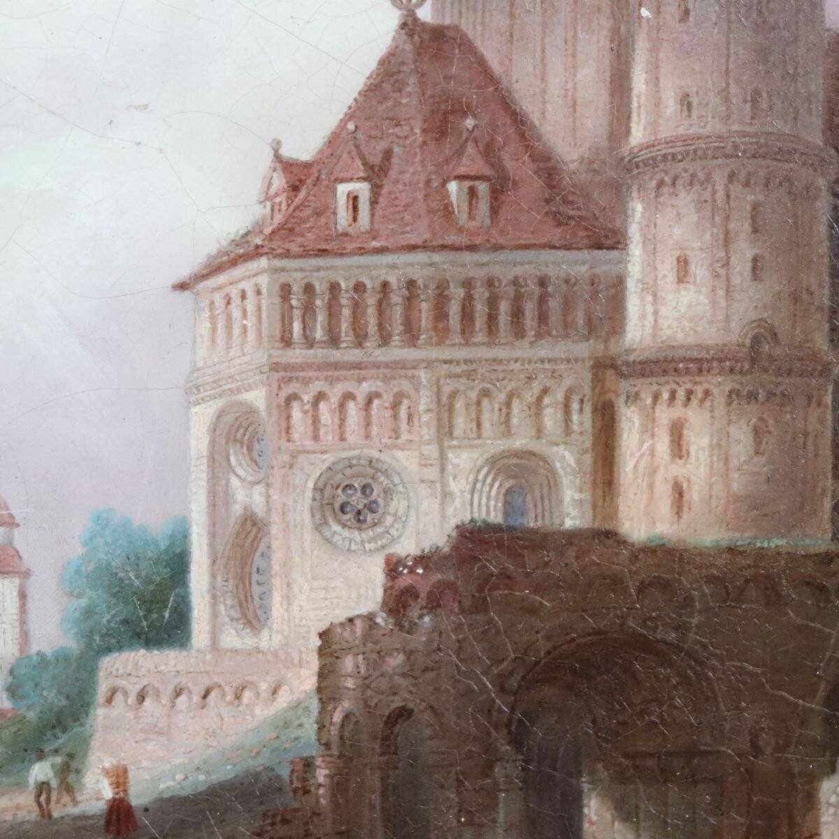 Worms Cathedral, Oil On Panel, 19th Century