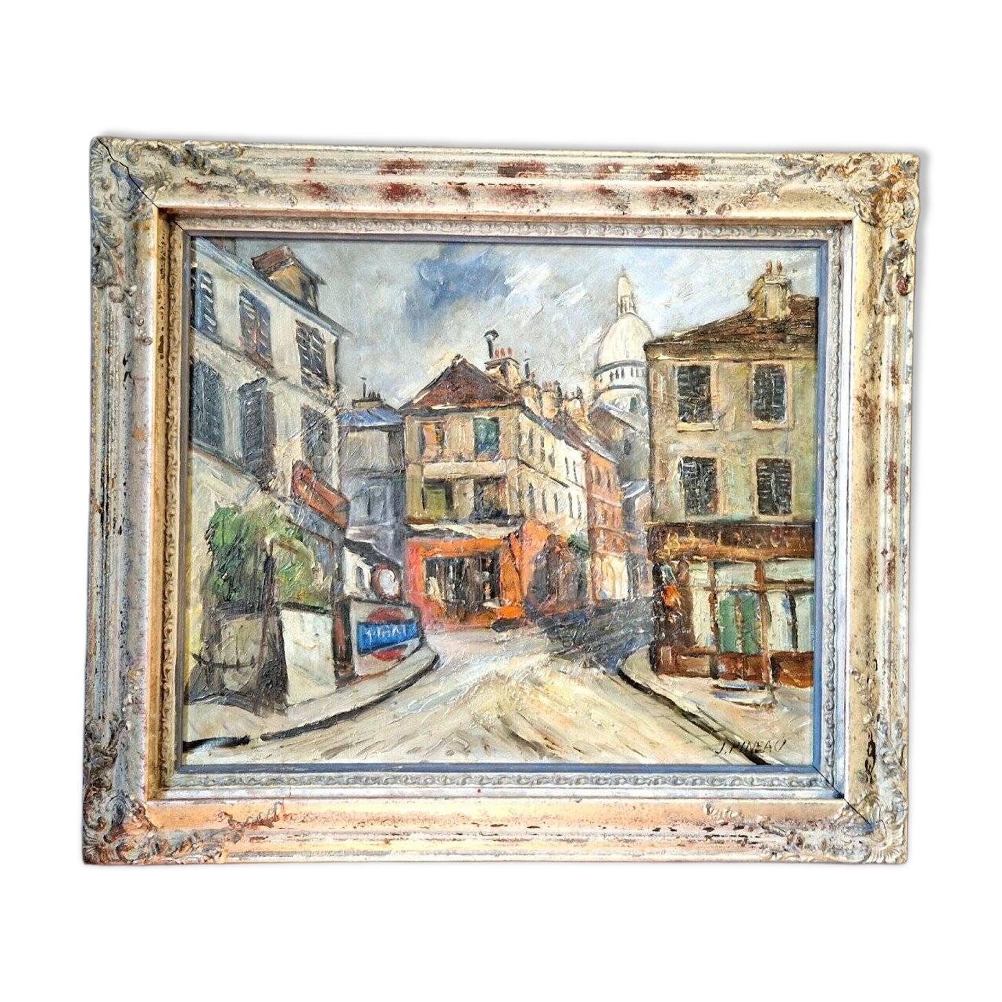 Oil by J. Pineau XX - Montmartre