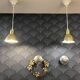 Pair of vintage 1970s gold perforated metal pendant lights. 6 lots.