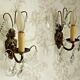 Pair vintage french ornate single wall lights with crystal drops 3138