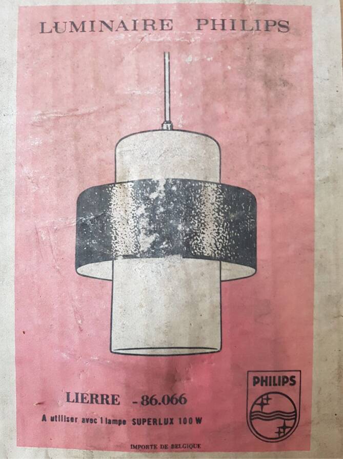 Paire suspension vintage 1960 Louis Kalff "Lierre" Philips carotte - 22 cm