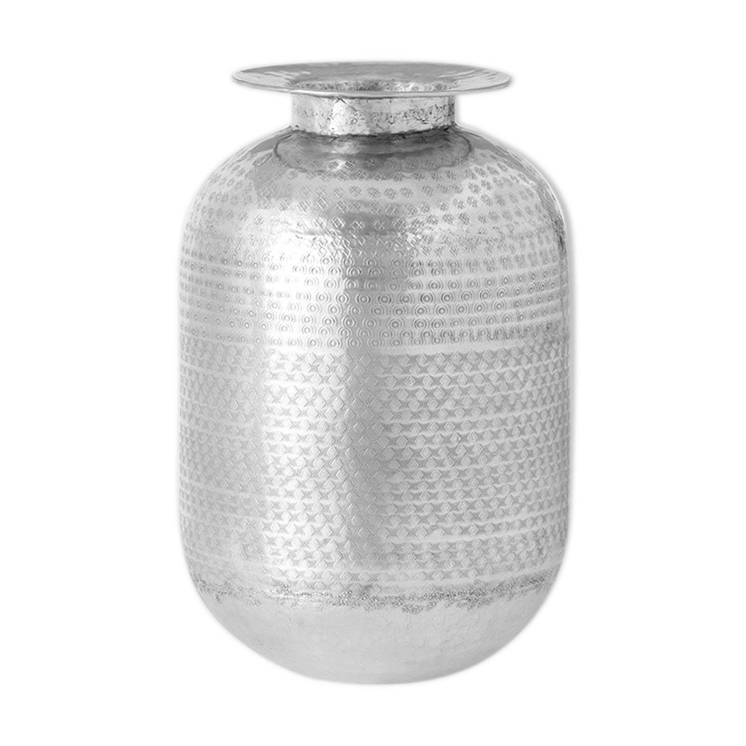 Hammered zinc vase
