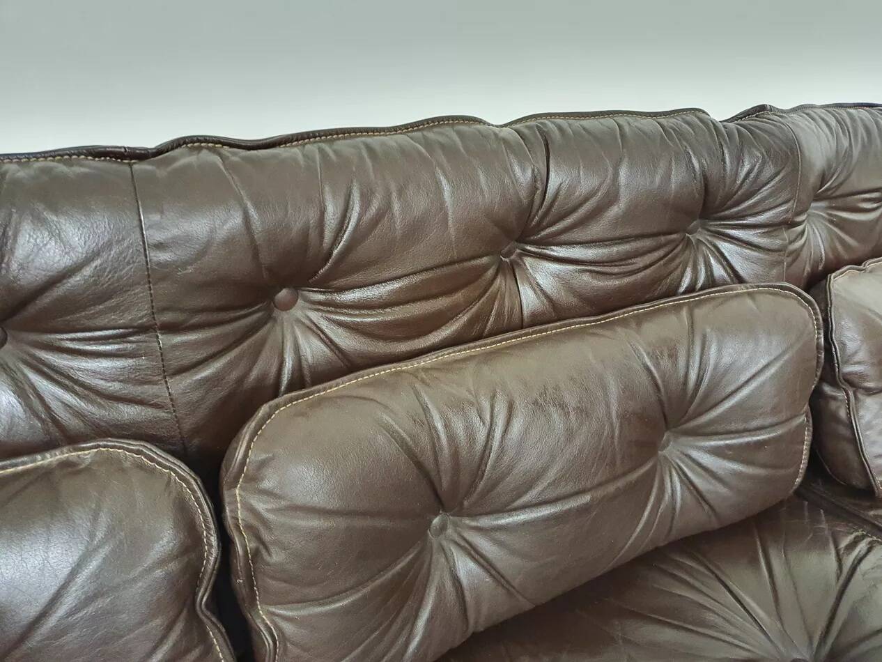 Rosewood and brown leather sofa by Sven Ellekaer & Norell for Coja Sweden