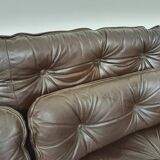 Rosewood and brown leather sofa by Sven Ellekaer & Norell for Coja Sweden