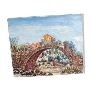 Huile sur toile Pont - louis