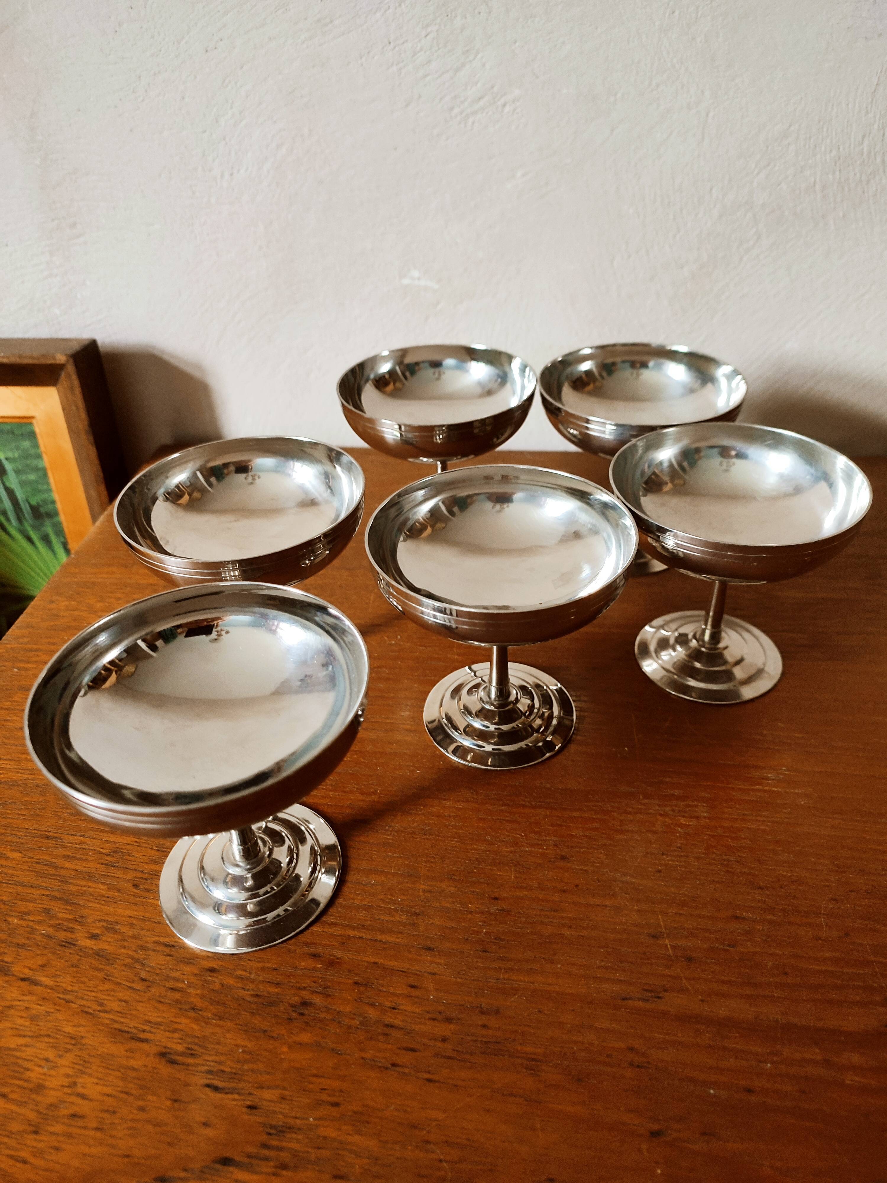 6 art deco stainless steel cups Rémy Letang