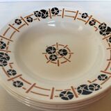 Six anciennes assiettes creuses faïence année 30 modèle nymphéas