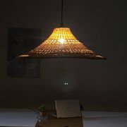 Very large vintage rattan pendant light.