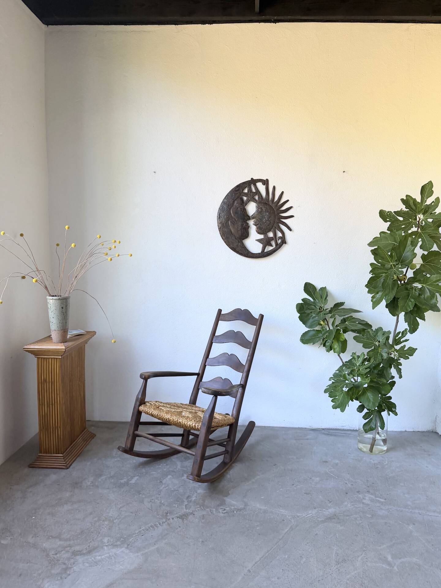 Brutalist metal wall sculpture "sun-moon"