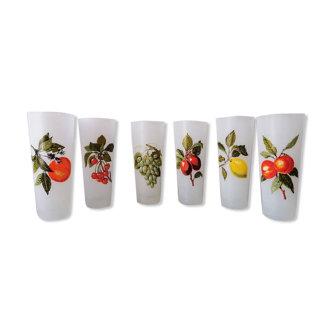 Set of 6 vintage French drinking glasses, 70s