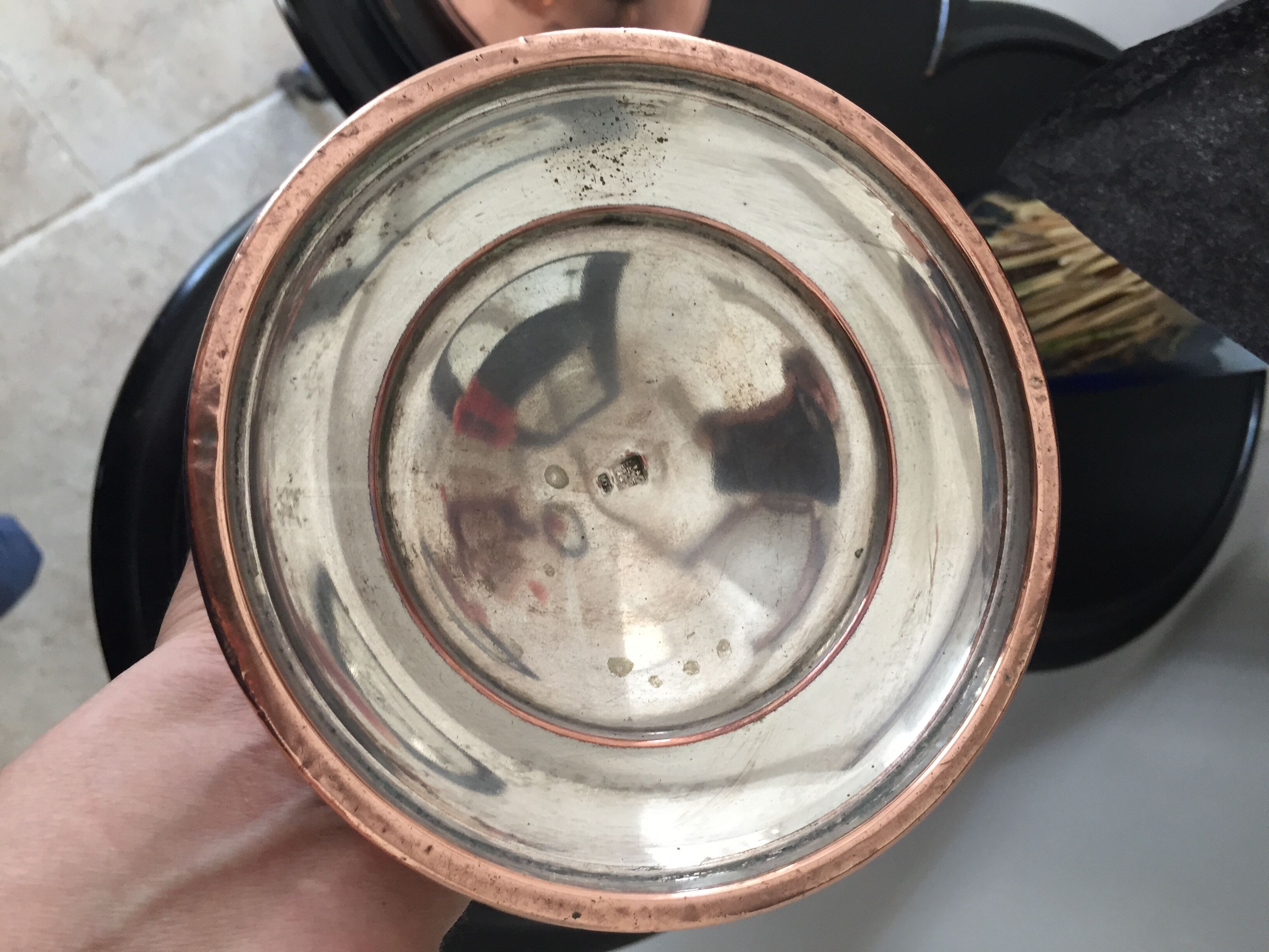 Pair of pink copper candlesticks