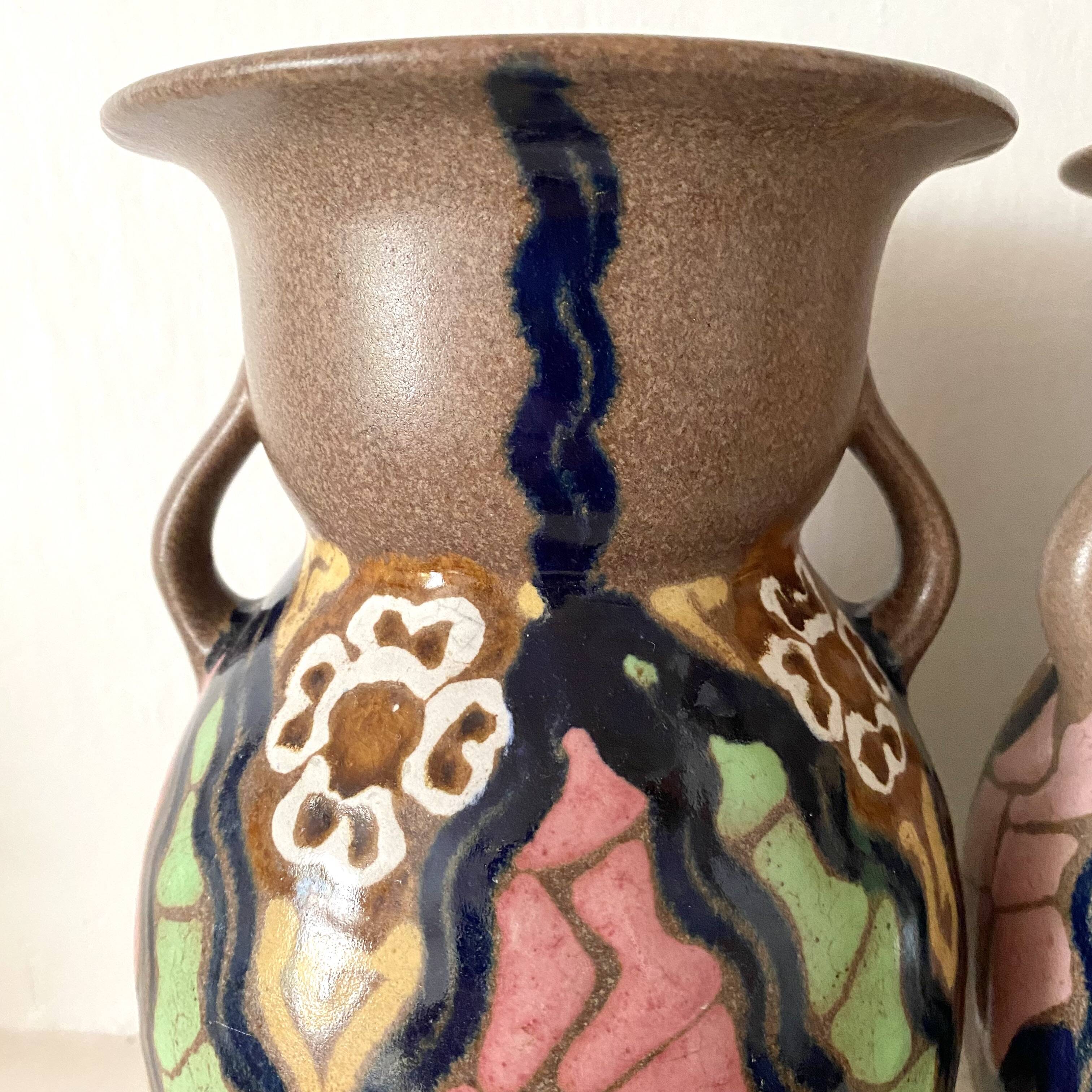 Pair of Carl Gebauer Germany vases, ceramic, 1930s
