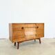 Mid-century teak sideboard, 2 doors 4 drawers — brutalist spirit