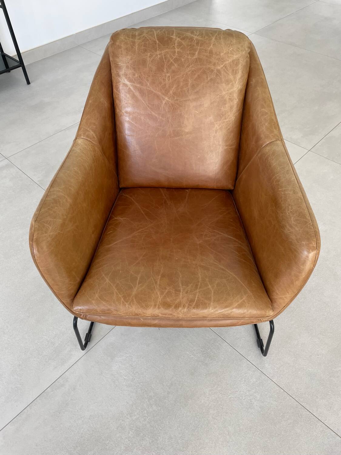 Majestic light brown leather armchair