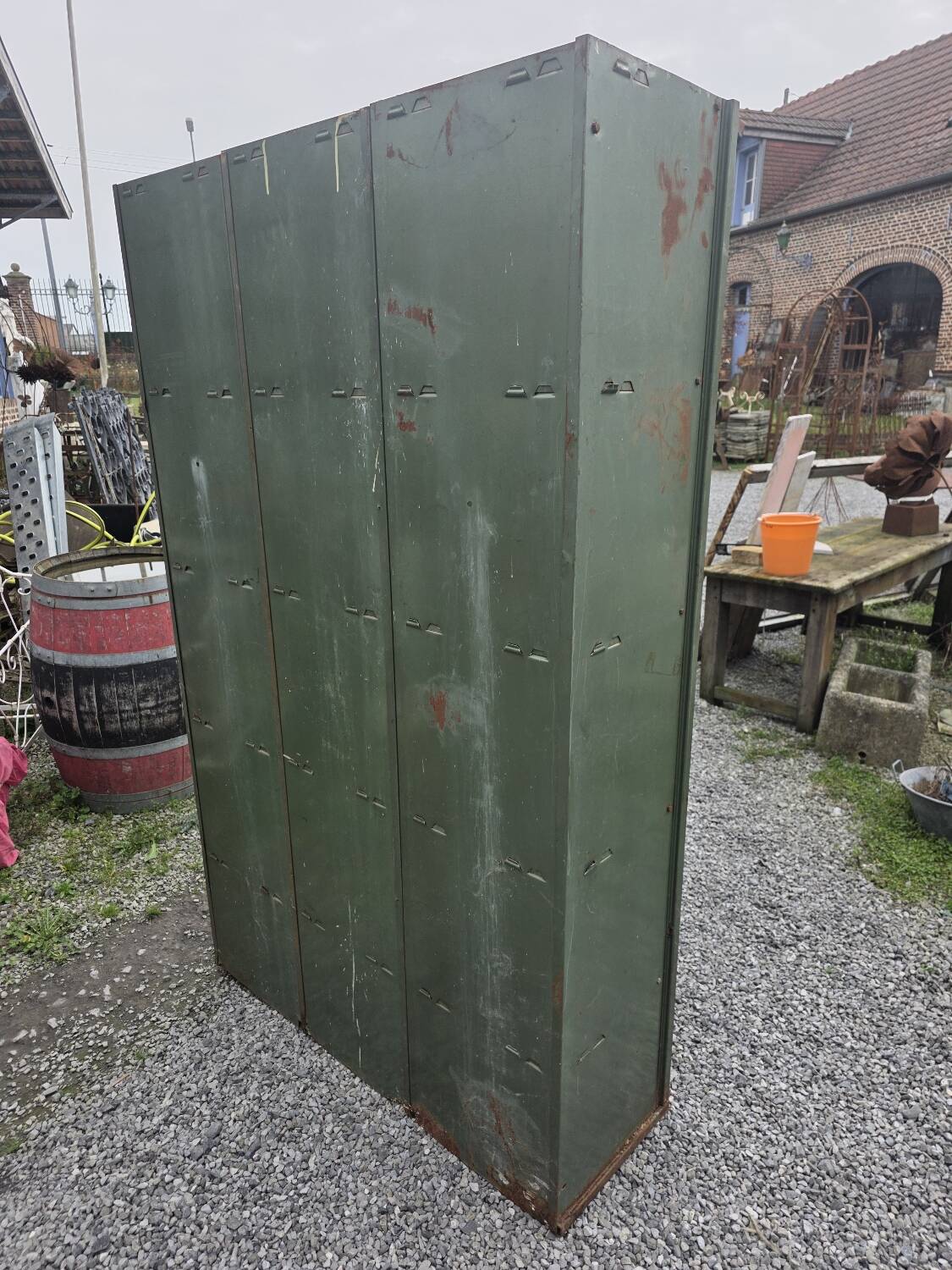 1950s iron workshop storage cabinet.