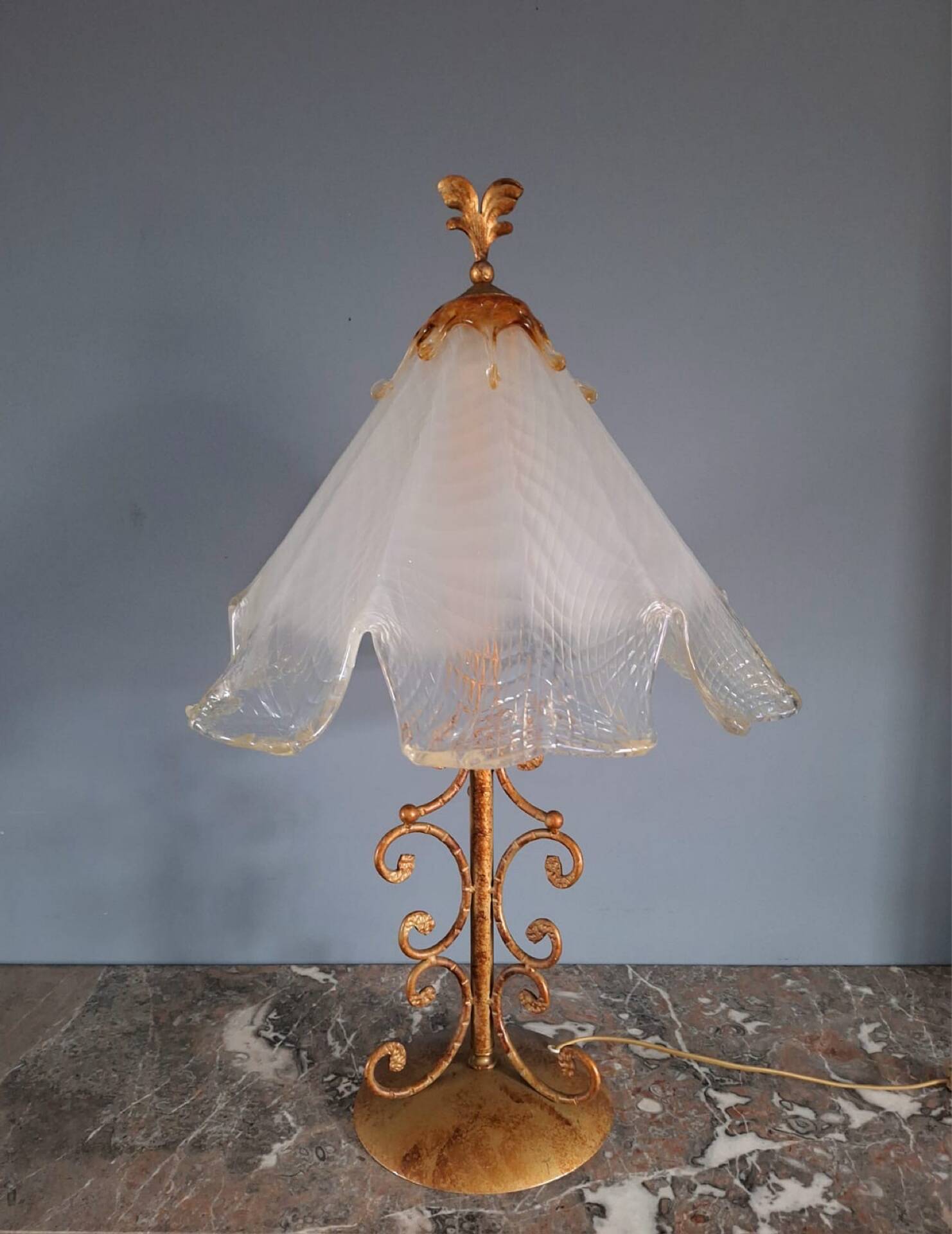 Large vintage Murano lamp, antique design light fixture.