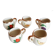 5 tasses antiques à liqueur, porcelaine fruits