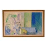 Huile sur toile originale suédoise – « Nature morte en bleu et vert »