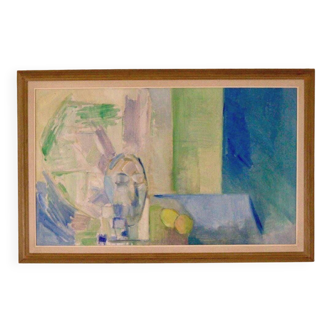 Original Swedish Oil on Canvas – “Still Life in Blue and Green”