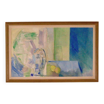 Original Swedish Oil on Canvas – “Still Life in Blue and Green”