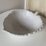 Barbotine Fruit Drainer And Its Plate In The Shape Of A White Cabbage Leaf