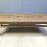 Vintage etched brass coffee table signed by Willy Daro, 1970s
