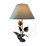 Vintage lamp in travertine and bronze 70s