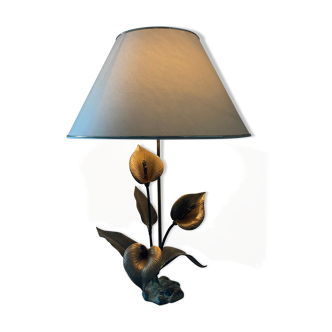 Lampe vintage en travertin et bronze années 70