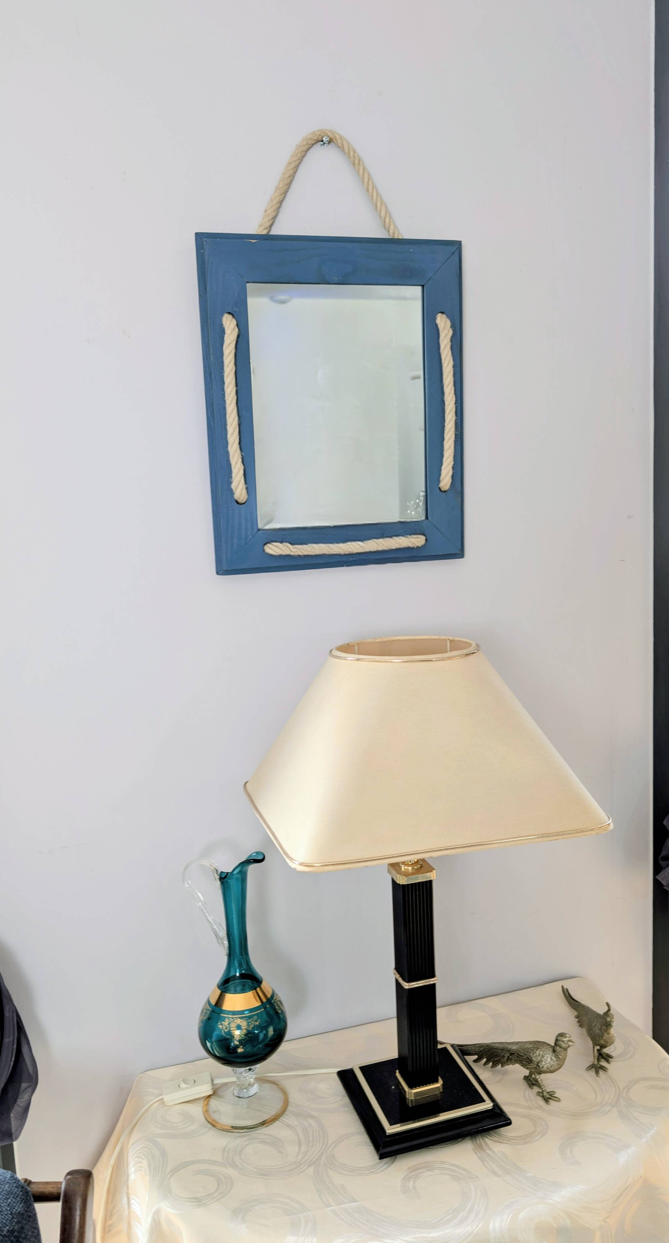 Miroir décoratif artisanal – esprit nautique 41 x 34 cm