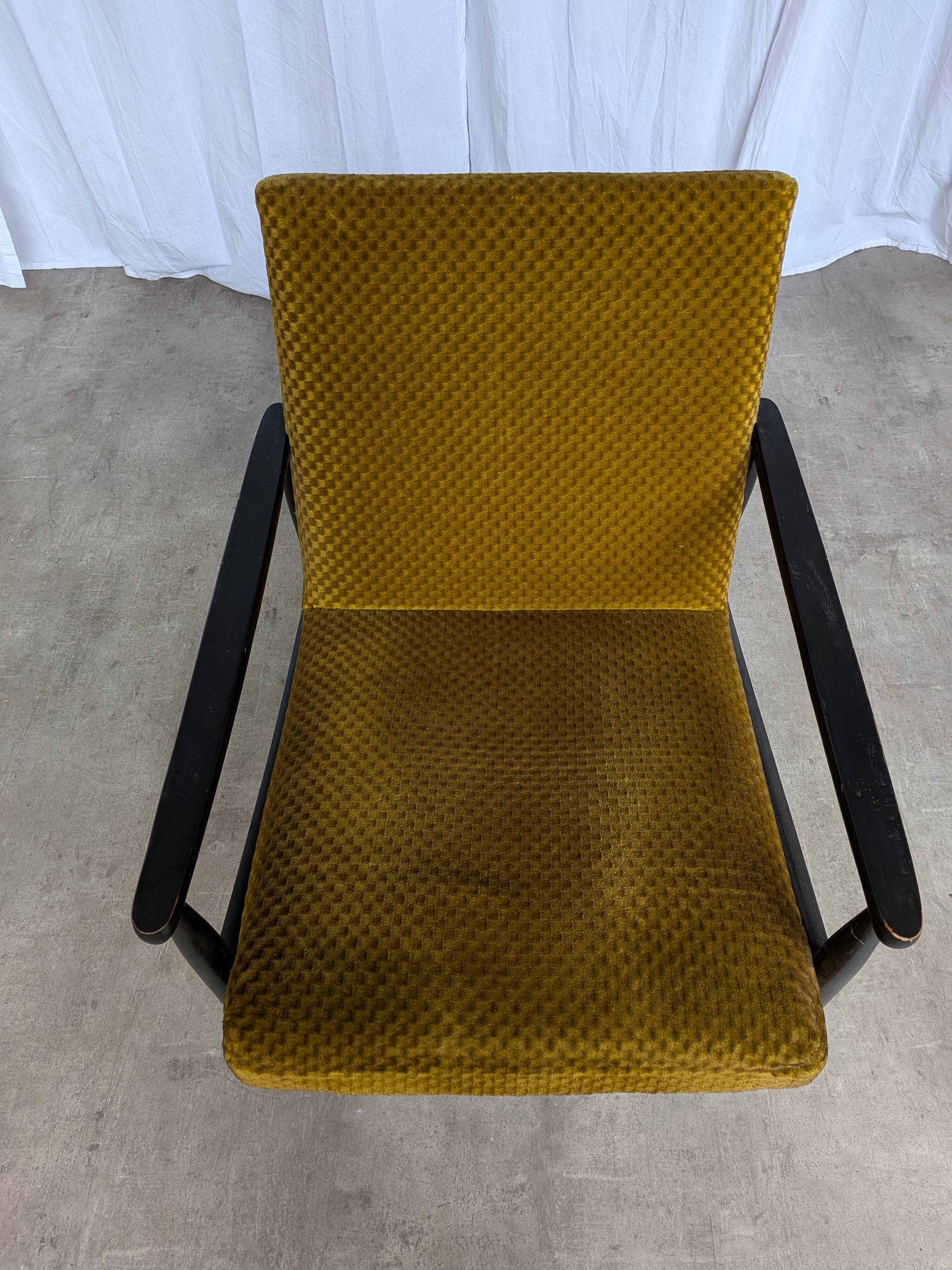 Vintage Yellow Fabric Armchair: Mid-Century Modern Lounge Chair