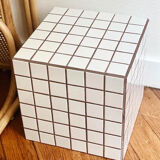 Side table cube gigi tile mosaic white joint brown sofa tip