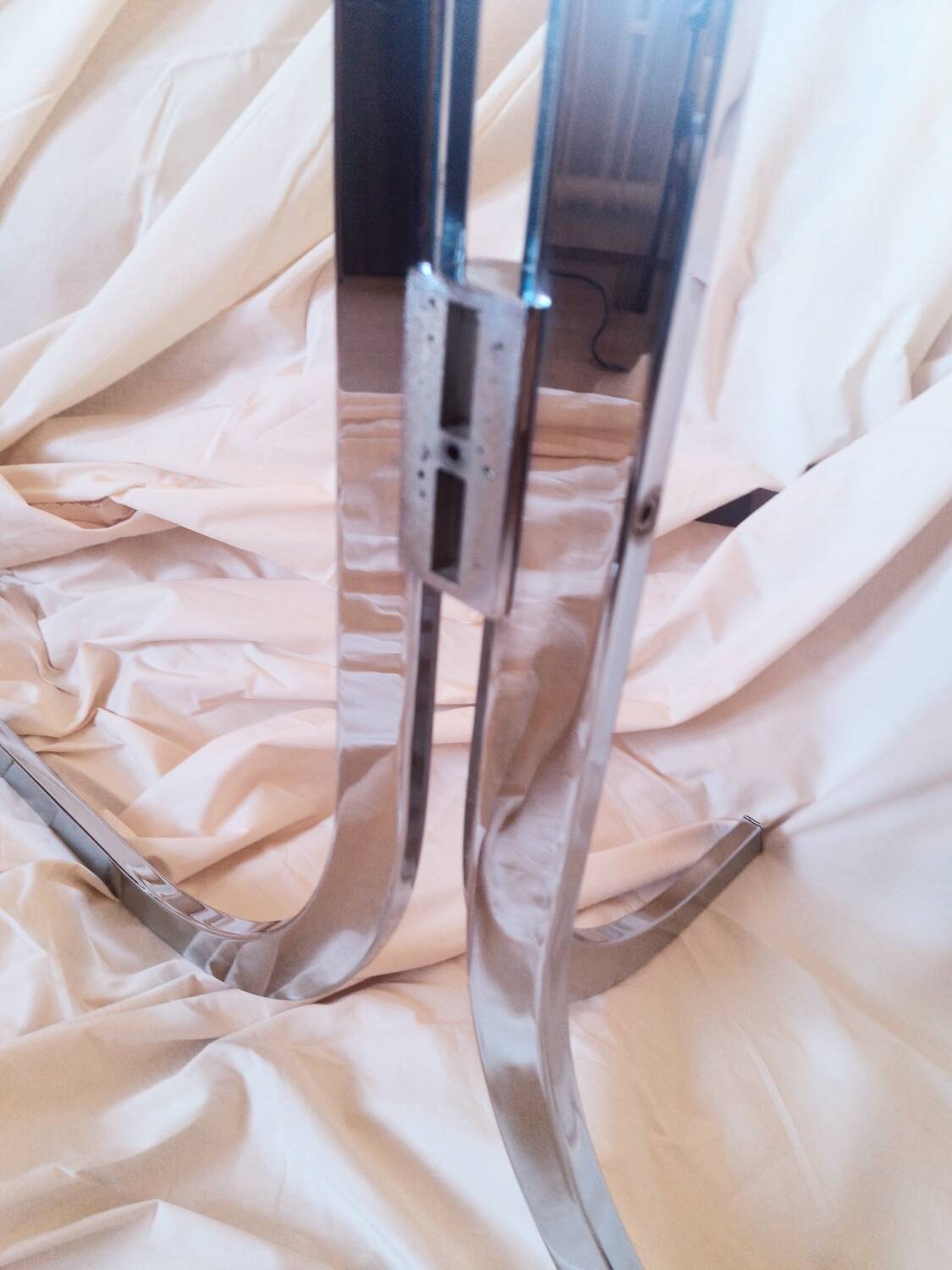 Vintage 1970s glass and chrome wall console