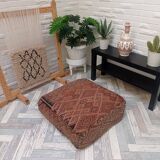 Handmade Berber pouf in wool 60 X 60 X 20 CM