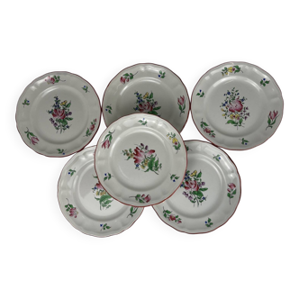 Set de 6 assiettes à dessert KG Luneville, france, 1950