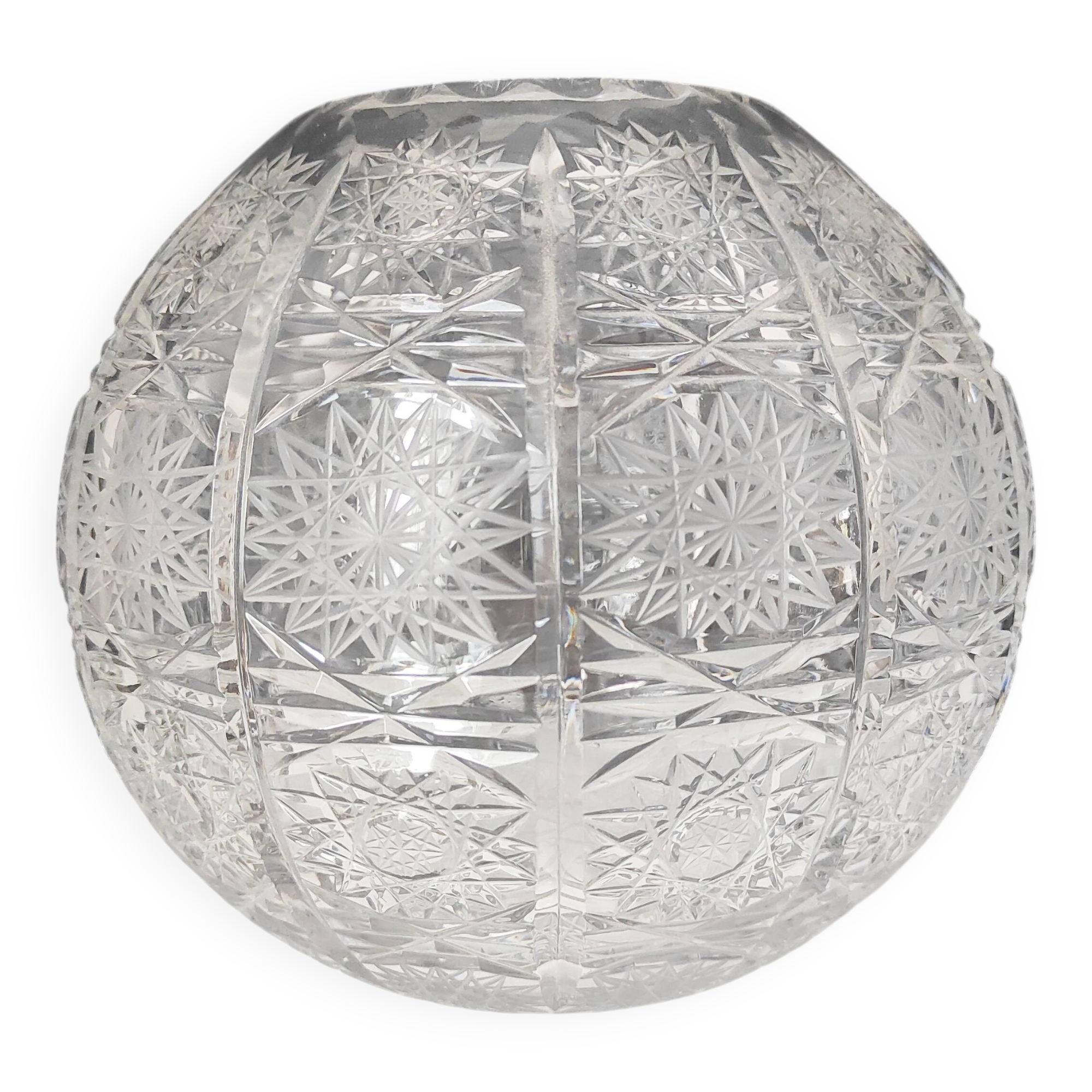 Cut crystal ball vase
