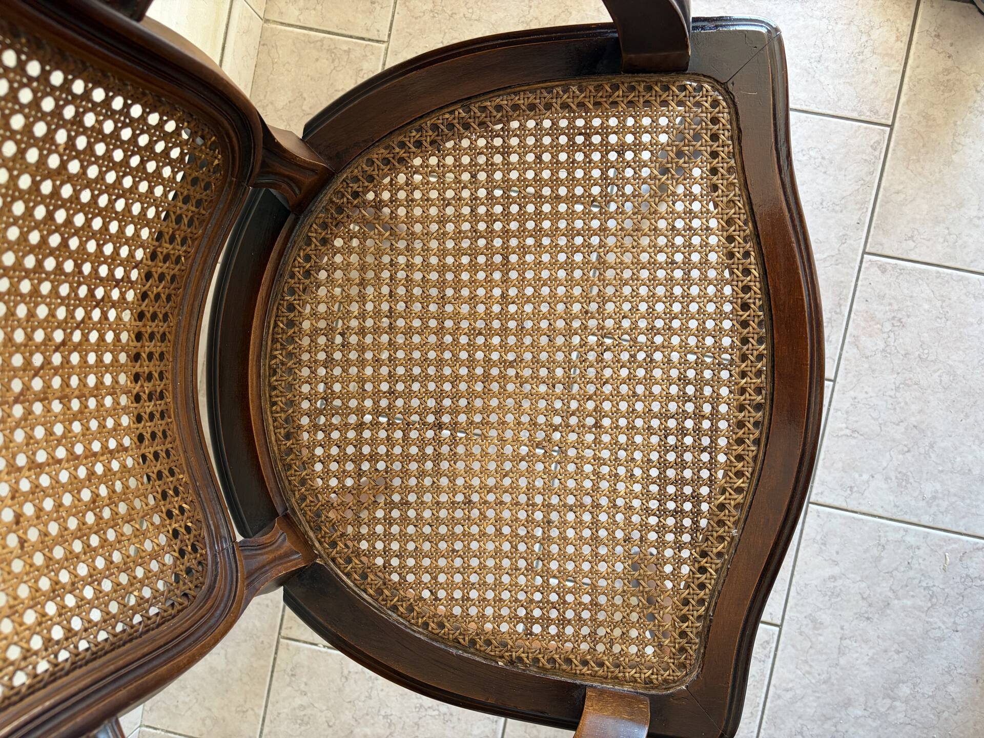 Wood and cane armchair