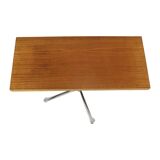 Vintage Coffee Table Side Table Wooden Top Chrome Wheels 90cm