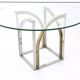 Table à manger ronde en laiton et acier par Romeo Rega avec plateau en verre