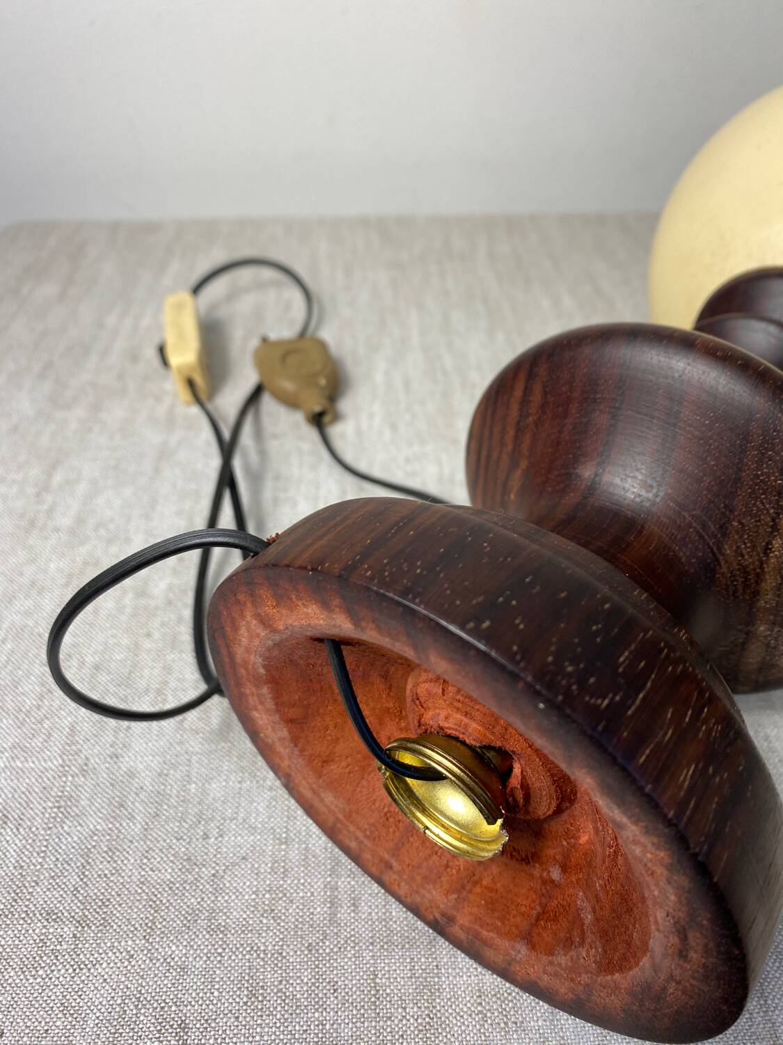 Wooden and ostrich egg lamp base