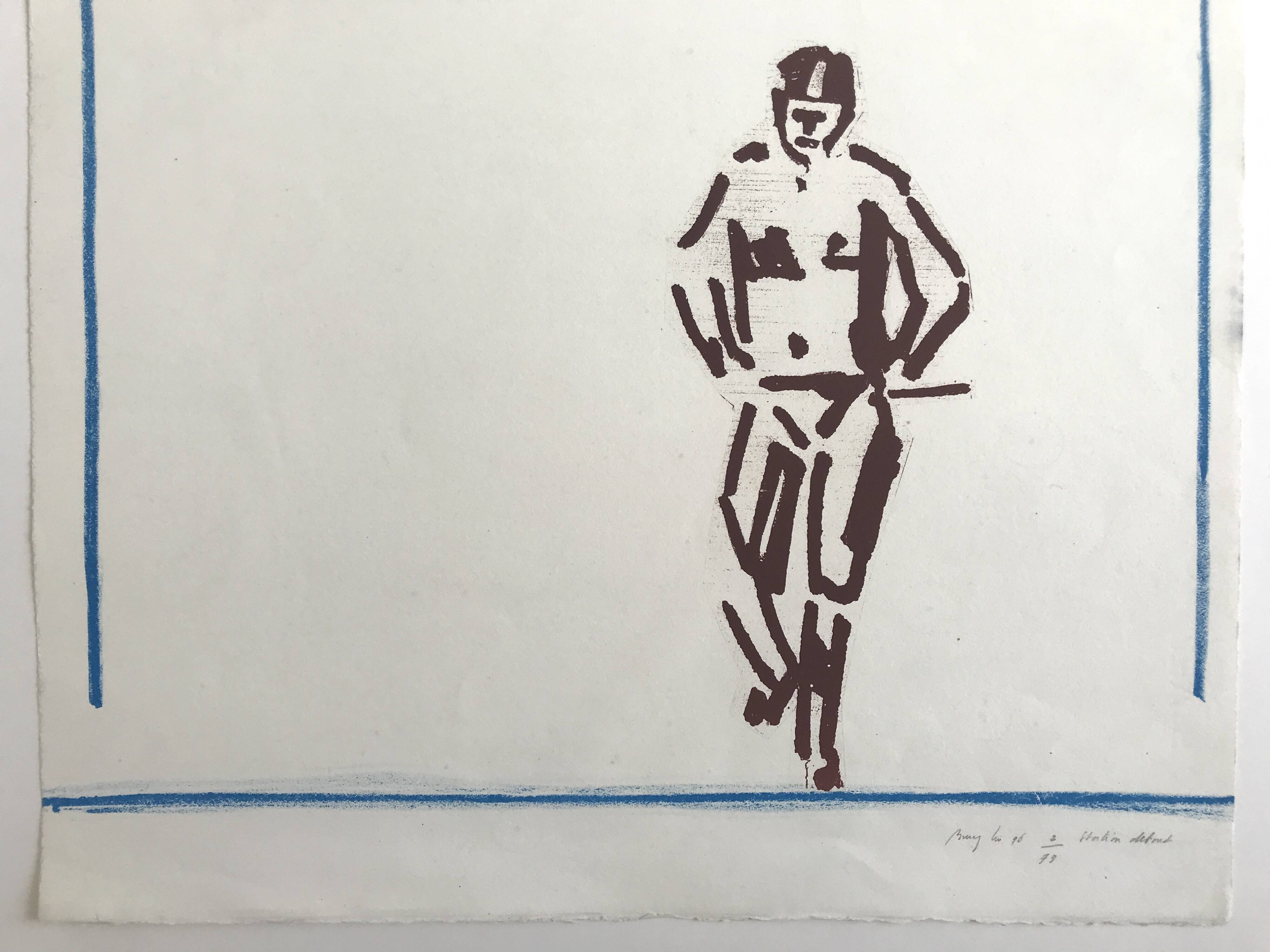 Pierre buraglio, standing station, 1996. lithograph signed in pencil