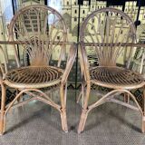 Garden furniture in rattan table and 4 armchairs