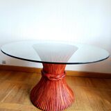 Maugrion Roche Bobois prestige rattan table 1980