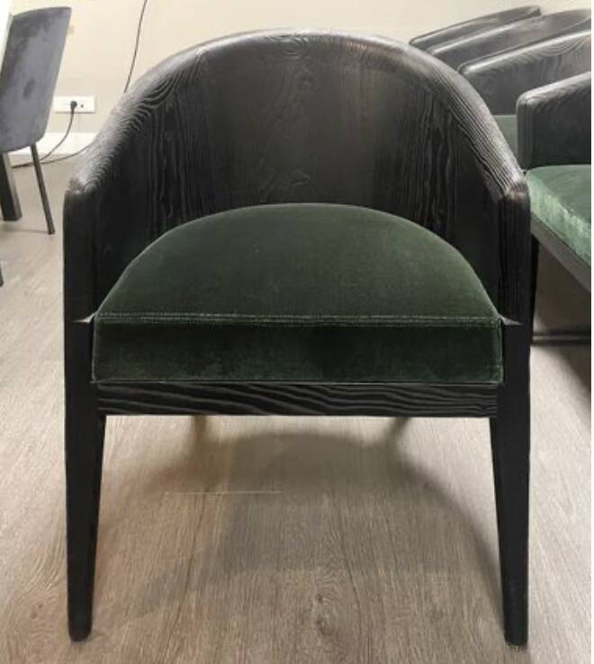 Gilles & Boissier Art Deco armchair in cedar and velvet