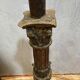 Large antique polychrome carved wooden candle holder - 18th century