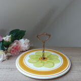 Ancien plateau à fromages décor fait main faïence de salins france décoration cuisine bohème vintage