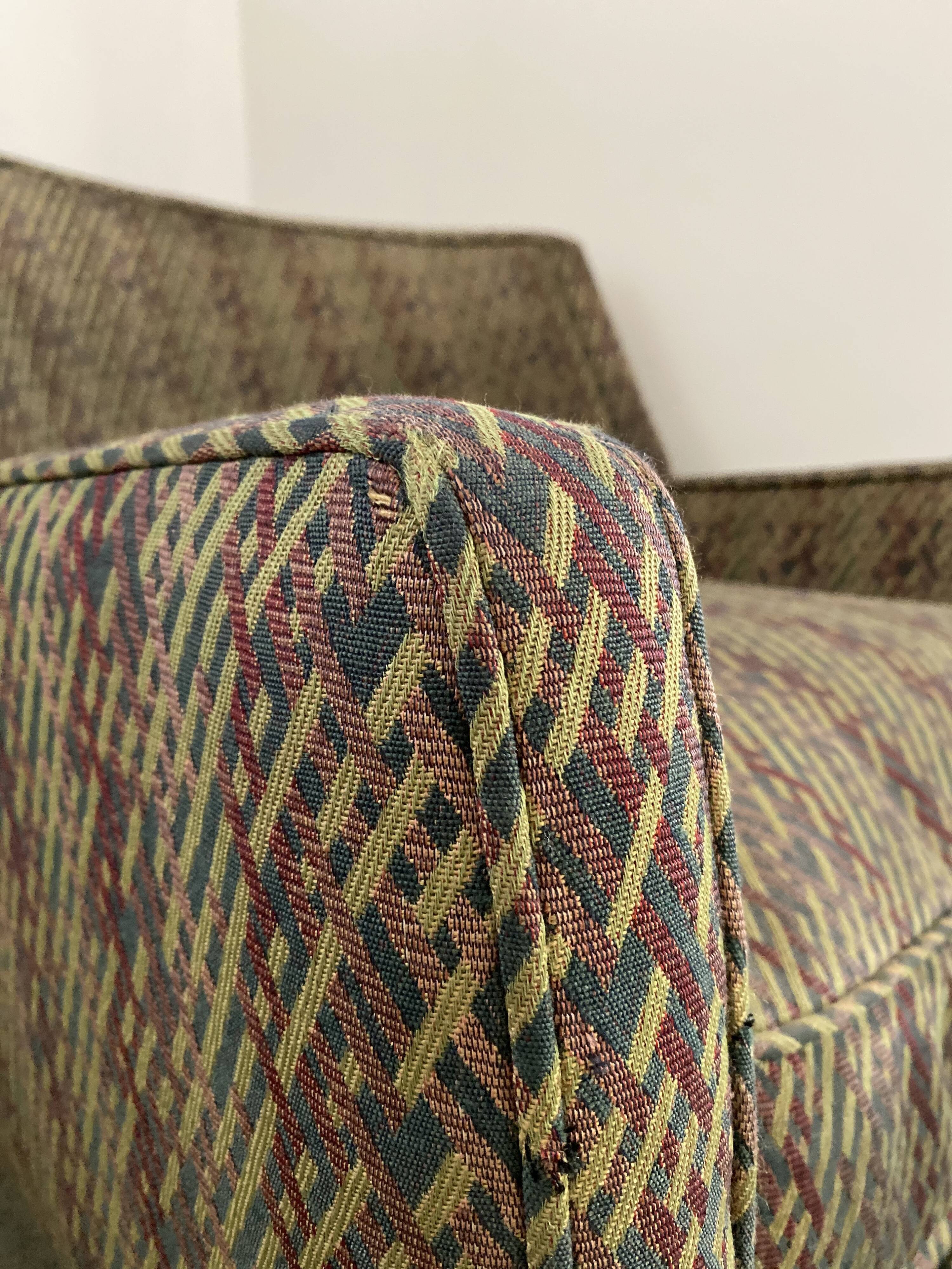Brazilian Midcentury Modern Armchair in Original Fabric, c1950s