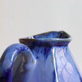 Pichet art déco en grès flammé bleu signé Alpho